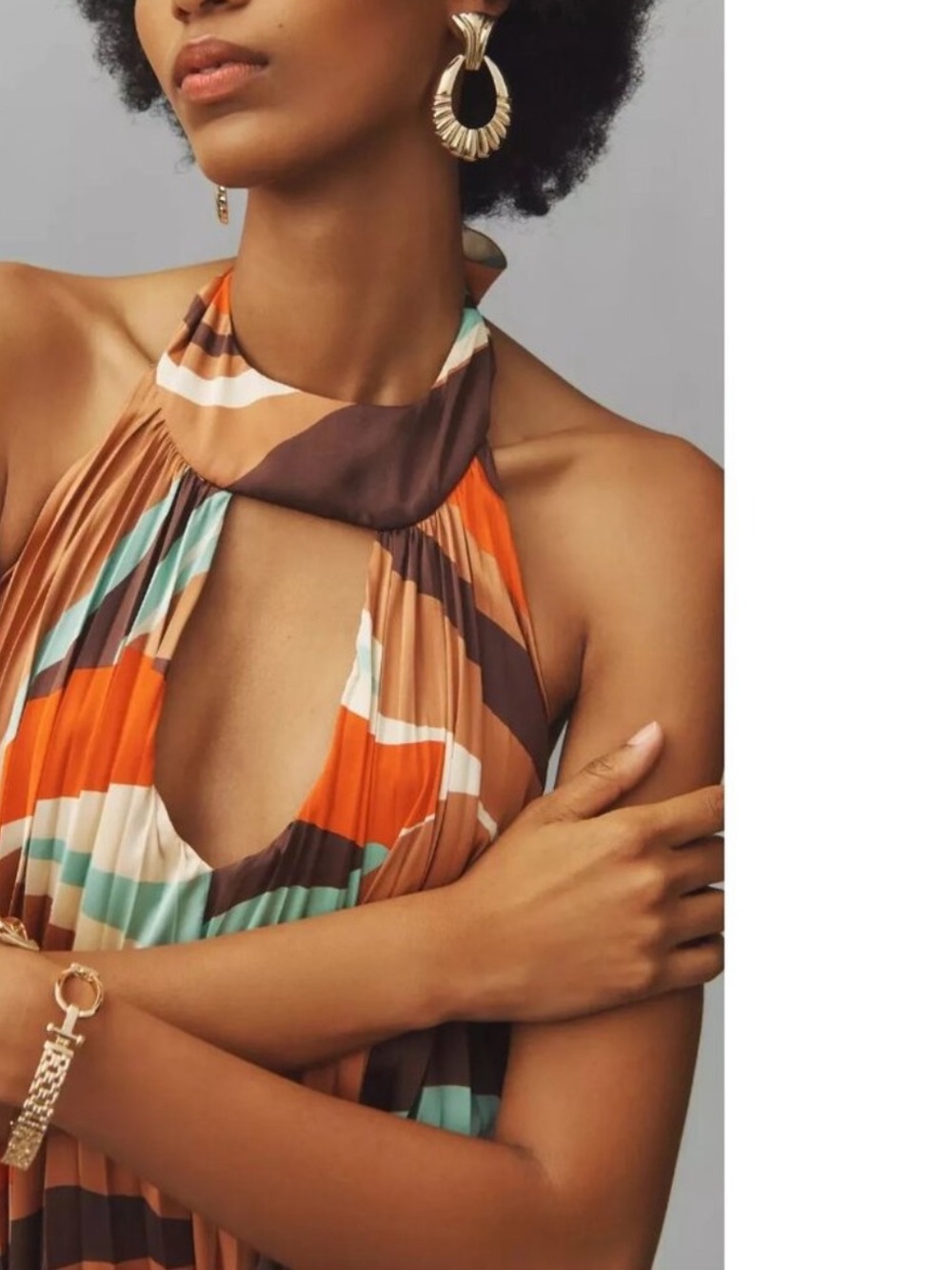 Anthropologie Halter Pleated Swing Mini fully lined Dress NWT Large - Picture 5 of 12